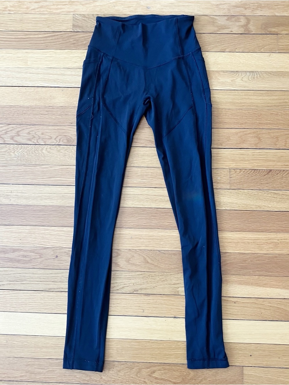Lululemon Navy Blue Full Length Pocket Workout Gym Running Tight Leggings 4